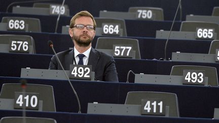 Le d&eacute;put&eacute; europ&eacute;en UMP J&eacute;r&ocirc;me Lavrilleux, le 1er juillet 2014,&nbsp;au Parlement europ&eacute;en, &agrave; Strasbourg (Bas-Rhin). (PATRICK HERTZOG / AFP)