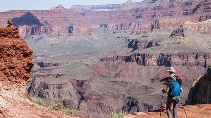 Les chercheurs ont fait des prélèvements dans 11 parcs nationaux, pour retrouver jusqu’à 130 micro plastiques par mètre carré par jour. Illustration Grand Canyon, mai 2019.&nbsp; (SEBASTIEN DUVAL / AFP)