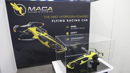 Le projet MACA, de voiture volante à hydrogène pour des courses, présenté l'an dernier à Las Vegas. (JAMES ATOA / MAXPPP)