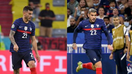 Lucas (à gauche) et Théo (à droite) Hernandez, deux frères bientôt réunis chez les Bleus (FRANK HOERMANN / SVEN SIMON / SVEN SIMON / DPA PICTURE-ALLIANCE VIA AFP et JEAN CATUFFE / DPPI VIA AFP)