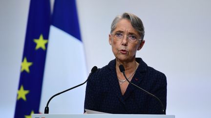 Élisabeth Borne, la ministre du Travail, lors du point de situation du gouvernement sur le Covid-19, le 4 février 2021. (MARTIN BUREAU / AFP)