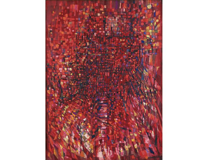 Maria Helena Vieira da Silva, Intérieur rouge, 1951, donation Pierre et Kathleen Granville, 1969, Musée des Beaux-Arts, Dijon.&nbsp; (© ADAGP, Paris, 2022.)