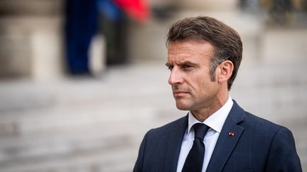 Emmanuel Macron, président de la République, à Paris, le 29 juin 2023. (XOSE BOUZAS / HANS LUCAS / AFP)