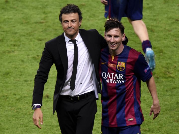 Lionel Messi et Luis Enrique après la victoire en Ligue des champions en 2015