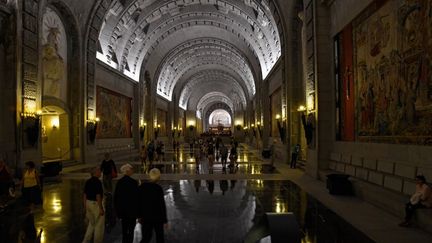 El&nbsp;Valle de los Caidos, sur la commune de San Lorenzo de El Escorial,&nbsp;à moins de 50&nbsp;km&nbsp;au nord-ouest de Madrid, où Franco est enterré. (OSCAR DEL POZO / AFP)