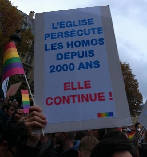 Contre-manifestation des partisans du mariage pour tous, le 18 novembre 2012 &agrave; Paris. (VINCENT DANIEL / FRANCETV INFO)