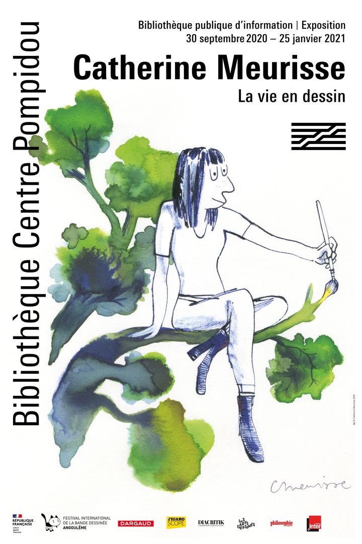 Affiche de l'éxposition&nbsp;"Catherine Meurisse- La vie en dessin", 2020 (BPI Centre Pompidou)