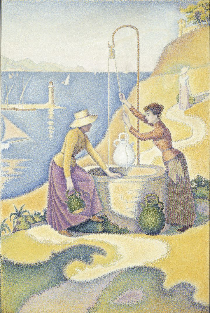 Paul Signac, "Femmes au puits", 1892.&nbsp;Huile sur toile, 195 x 131 cm. Paris, mus&eacute;e d'Orsay. (RMN-GRAND PALAIS (MUSEE D’ORSAY) / HERVE LEWANDOWSKI)