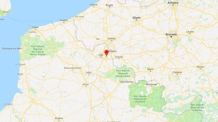 Capture d'écran de Googlemaps pointant Ascq (Nord) où, dans la nuit du 1er au 2 avril 1944,&nbsp;86 civils ont été massacrés par des SS. (GOOGLEMAPS)