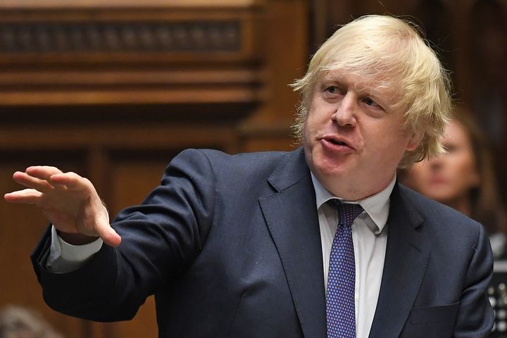 Le Premier ministre britannique, Boris Johnson, le 1er juillet 2020 à la Chambre des communes, à Londres. (JESSICA TAYLOR / AFP)