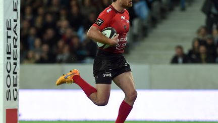 Théo Belan (RCT), auteur du deuxième essai toulonnais.  (FRANCOIS LO PRESTI / AFP)