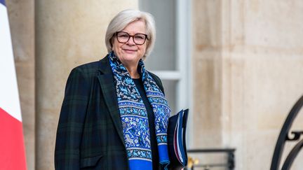 La ministre du Partenariat avec les territoires et de la Décentralisation, Catherine Vautrin, à l'Elysée, à Paris, le 15 octobre 2024. (ANDREA SAVORANI NERI / NURPHOTO / AFP)