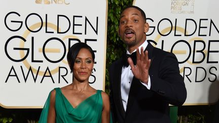 Jada Pinkett Smith et Will Smith lors de la 73e cérémonie des Golden Globes, le 10 janvier 2016 à Beverly Hills, en Californie (Etats-Unis). (VALERIE MACON / AFP)