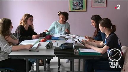 Des élèves révisant le bac en 2019, dans l'Aube. (France 2)