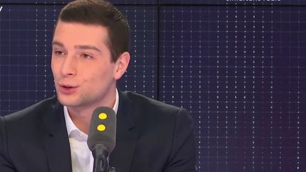 Jordan Bardella, tête de liste du Rassemblement national (RN) aux élections européennes, invité de franceinfo le 24 janvier 2019.&nbsp; (RADIO FRANCE)