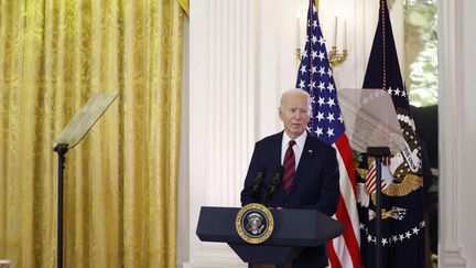 Joe Biden s'exprime depuis la Maison blanche à Washington, le 6 décembre 2024. (ANNA MONEYMAKER / GETTY IMAGES NORTH AMERICA / AFP)