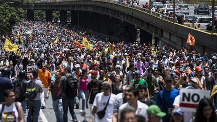 Manifestation d'opposants au président Nicolas Madur à Caracas (Venezuela), le 1er avril 2017. (JUAN BARRETO / AFP)