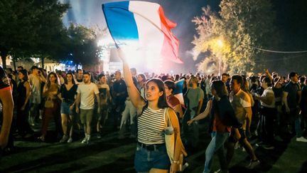 Dans la plus grande fan zone de France de la Coupe du monde de rugby, à Toulouse, le 14 septembre 2023 (PATRICK BATARD / HANS LUCAS / AFP)