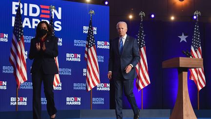 Joe Biden et Kamala Harris le 6 novembre 2020.&nbsp; (ANGELA WEISS / AFP)