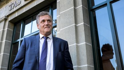 L'ancien secrétaire général de la Fifa, Jérôme Valcke, le 11 octobre 2017, devant le Tribunal arbitral du sport, à Lausanne (Suisse). (FABRICE COFFRINI / AFP)