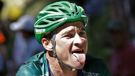 Thomas Voeckler, au bout de l'effort lors de sa quatrième et dernière victoire d'étape sur le Tour de France, le 18 juillet 2012 entre Pau (Pyrénées-Atlantiques) et Bagnères-de-Luchon (Haute-Garonne).&nbsp; (BOGDAN CRISTEL / REUTERS )