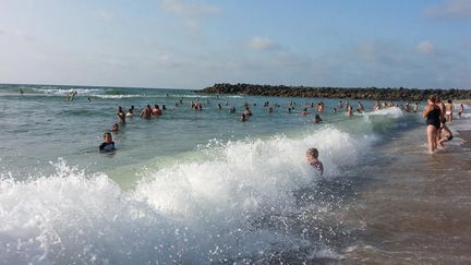 Des baigneurs à Anglet (Pyrénées-Atlantiques). Photo d'illustration. (VALÉRIE MENUT / RADIO FRANCE)