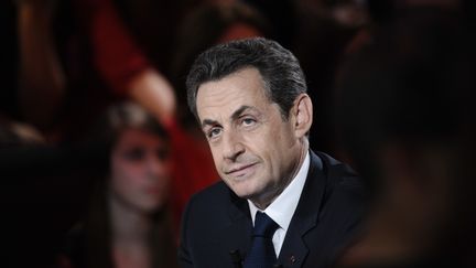 Nicolas&nbsp;Sarkozy sur le plateau du Petit Journal de Canal + &nbsp;le 26 mars 2012. (LIONEL BONAVENTURE / POOL)