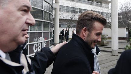 David Beckham à sa sortie de la Pitié-Salpêtrière où il passé la visite médicale avant de signer au PSG