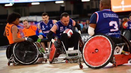 L'équipe de France lors de l'Euro de rugby fauteuil qu'ils ont remporté à Cardiff en 2023. (LAURENT BAGNIS)