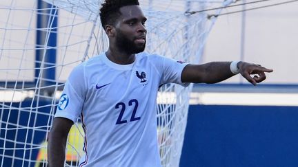 L'attaquant français Odsonne Edouard a permis à ses coéquipiers de s'imposer 2-0 face à l'Islande, mercredi 31 mars 2021. (ATTILA KISBENEDEK / AFP)