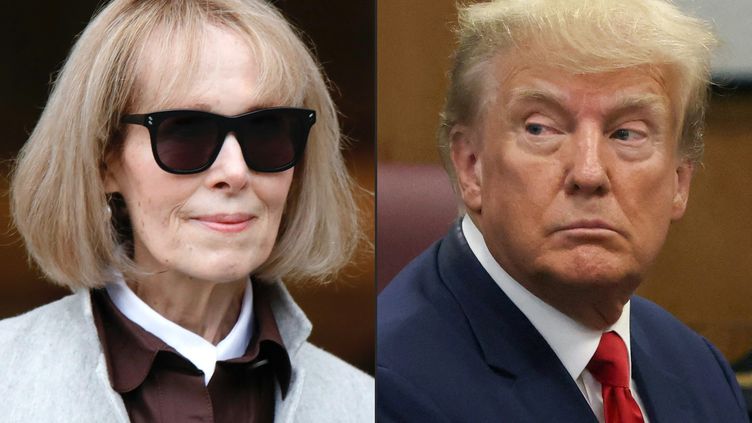 Former US President Donald Trump and his accuser, former newspaper columnist E. Jean Carroll.  (KENA BETANCUR / ANDREW KELLY / AFP)