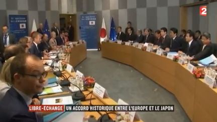 L'Union européenne (UE) et le Japon sont parvenus à un "accord politique" sur un traité de libre-échange hier, mercredi 5 juillet. (FRANCE 2)