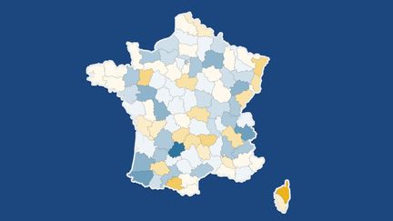 La carte de l'évolution de la participation à 17h au second tour des législatives entre 2022 et 2017. (FRANCEINFO / RADIO FRANCE)