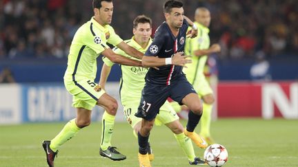 &nbsp; (Le parisien Pastore retrouvera les barcelonais Messi et Busquets  en quart de finale de la Ligue des Champions © MaxPPP)