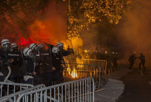 Manifestation à Podgorica, capitale du Monténégro, le 24 octobre 2015 ( REUTERS - Stevo Vasiljevic)