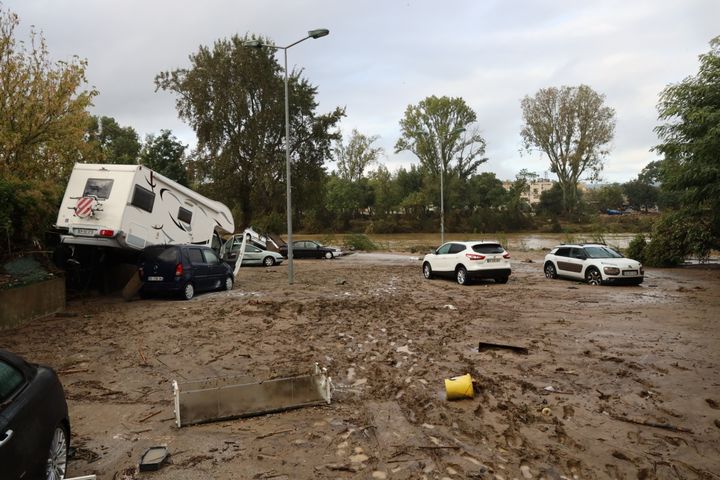 Conséquences de inondations à Trèbes (Aide) le 16 octobre 2018. (ALEXANDRE BARLOT / FRANCE-INFO)