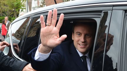 Emmanuel Macron, fondateur d'En marche !, lors d'un déplacement au Touquet (Pas-de-Calais). (ALEXEY VITVITSKY / SPUTNIK / AFP)