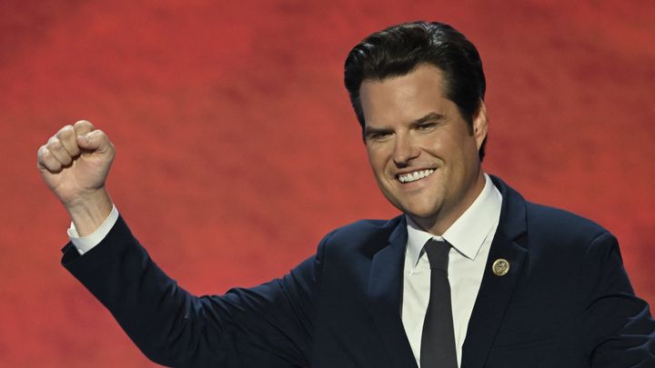 Matt Gaetz lors de la convention du Parti républicain à Milwaukee, Wisconsin, le 17 juillet 2024. (ANDREW CABALLERO-REYNOLDS / AFP)