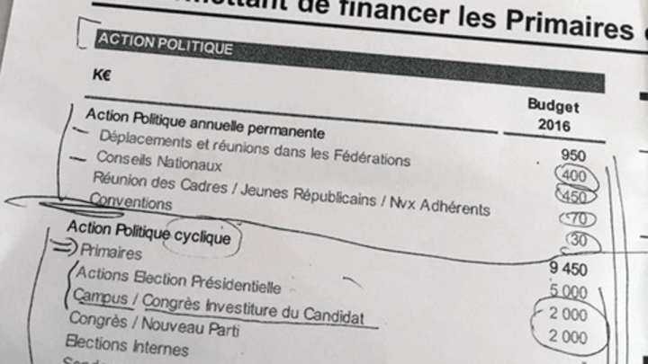 &nbsp; (La ligne budgétaire qui fait polémique est "l'action politique cyclique", soit le coût de la primaire © Yannick Falt Radio France)