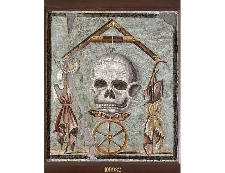 Memento mori, Mosaïque, Naples, Museo Archeologico Nazionale di Napoli (© Su concessione del Ministero della Cultura - Museo Archeologico Nazionale di Napoli - foto di Giorgio Albano)