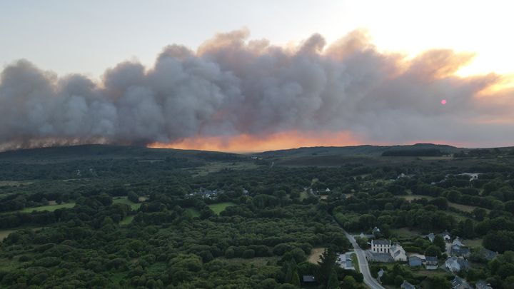 L'incendie des monts d'Arrée, le 18 juillet 2022 à Botmeur (Finistère). (DR)