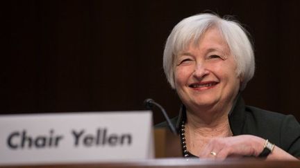 Janet Yellen, le 3 décembre 2015, lors d'une audition à la Commission des finances du Congrès. (Nicholas KAMM / AFP)