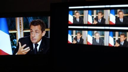 L'interview télévisée de Nicolas Sarkozy jeudi soir, a été suivie par 11,9 millions de téléspectateurs, selon Médiamétrie. (AFP - Thomas Coex)