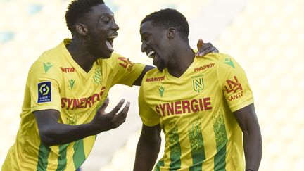 Les Nantais peuvent célébrer, grâce à un succès mérité face à Brest (3-1), ils se relancent dans ce championnat de Ligue 1.  (SEBASTIEN SALOM-GOMIS / AFP)