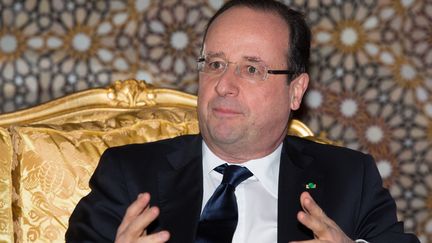 4 avril 2013, le pr&eacute;sident Fran&ccedil;ois Hollande au Maroc (DIDIER BAVEREL / AFP)