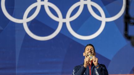 Novak Djokovic won the first Olympic title of his career at age 37, at Roland Garros during the Paris Olympic Games on August 4, 2024. (RICHARD CALLIS / SIPA)