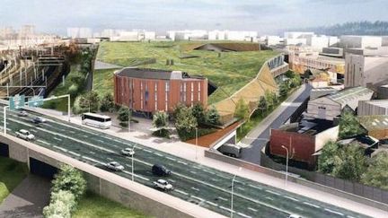 Le projet d'usine de m&eacute;thanisation de Romainville (Seine-Saint-Denis) est situ&eacute; dans un quartier urbain, pr&egrave;s d'une nationale et de lignes de RER. (FTVi)