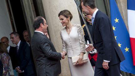 Le Pr&eacute;sident Fran&ccedil;ois Hollande re&ccedil;oit la reine Laetizia et le roi Felipe VI d'Espagne. Paris (France) le 2 juin 2015. (CITIZENSIDE/YANN KORBI / CITIZENSIDE.COM)