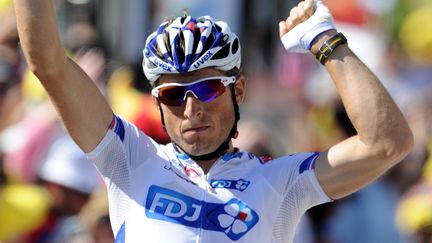 Pierrick F&eacute;drigo (FDJ) a remport&eacute; la 15e &eacute;tape du Tour de France &agrave; Pau le 16 juillet 2012. (PASCAL PAVANI / AFP)