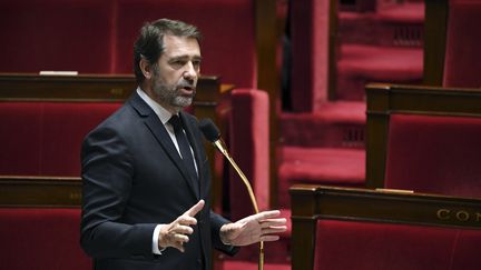 Le ministre de l'Intérieur Christophe Castaner, le 7 avril 2020, à l'Assemblée nationale, à Paris.&nbsp; (ALAIN JOCARD / AFP)